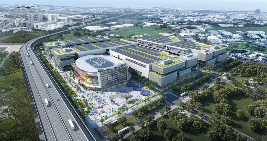 「桃園航空城巨蛋」正式啟動，斥資逾 500 億元打造結合體育館、商場、辦公與飯店的複合式地標，成為北台灣國際級都會新核心。（圖片提供／宗佳致境）