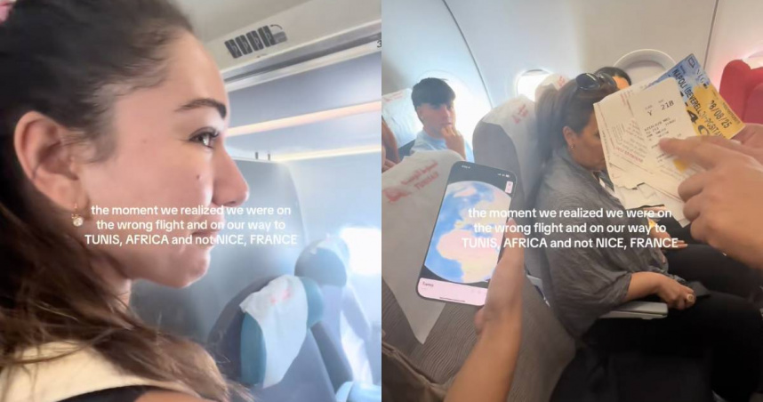 布里特妮與好友想前往法國尼斯旅遊，卻搭到飛往非洲突尼斯的航班。（圖／翻攝自TikTok／brittneydzialo_）