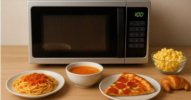 藥師說明微波爐正確加熱位置，應該是靠邊緣不是中間。（圖／AI示意圖）