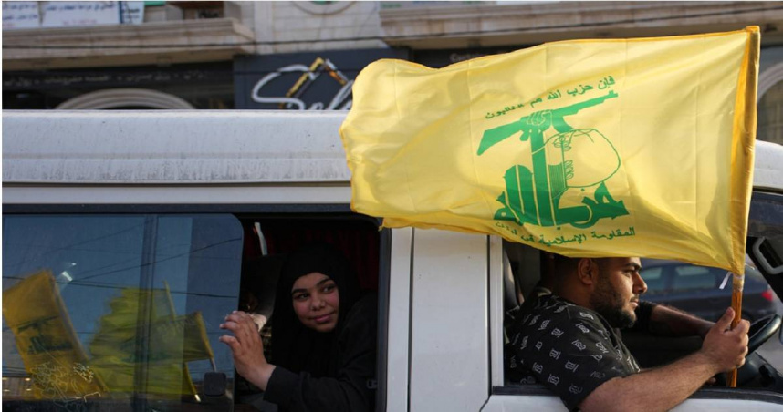 圖為黎巴嫩真主黨（Hezbollah）旗幟。（圖／達志／美聯社）