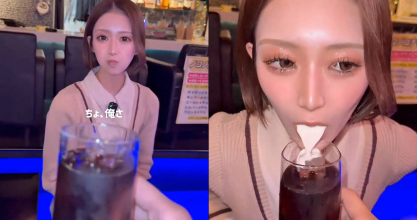 大阪一家酒吧提供「正妹吐奶」的服務。（圖／翻攝X／@tkzwgrs）