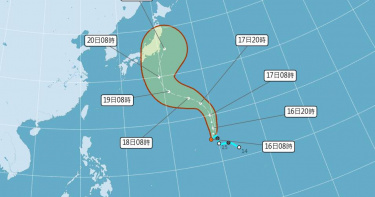 熱帶性低氣壓TD28今（16日）有機會進一步增強為颱風「杜鵑」。（圖／氣象署）