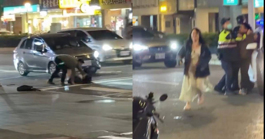 不只中山站！善導寺站外「醉男隨機攻擊」攔車猛踹、揍女伴　遭警方壓制