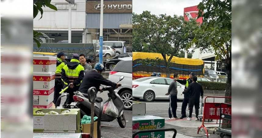 藝人徐乃麟23日上午前往濱江市場採購時，違停在紅線上遭員警開單，因此與警方理論。（圖／翻攝自爆料公社二社）