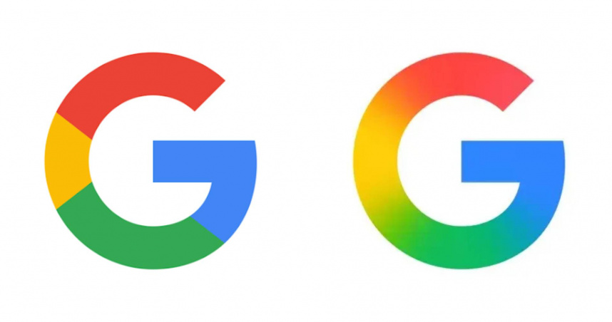 左為Google先前「G」圖示的設計，右為現行設計。（圖／翻攝自網路）