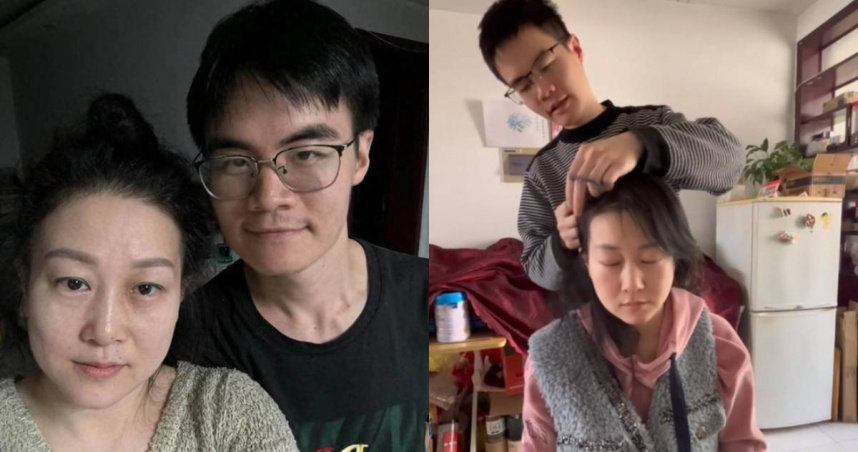 大陸一段「丈夫悉心照顧因腦梗後智商只有3歲的妻子」的影片，近日感動了許多網友。（圖／翻攝自微博）