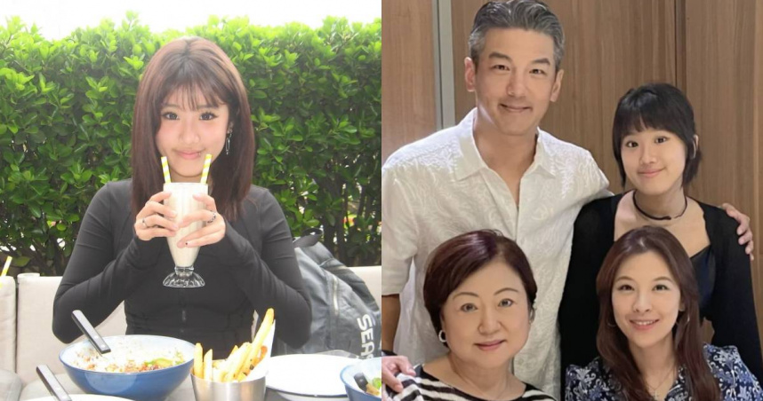 梧桐妹（後右起）與爸爸孫志浩、繼母林若亞（前右起）及奶奶的合照。（圖／翻攝自梧桐妹IG）