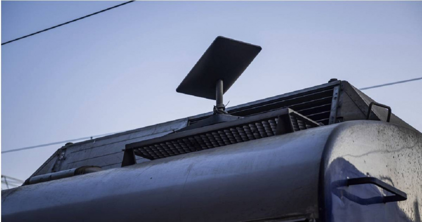 圖為烏克蘭火車上的星鏈天線。（圖／達志／美聯社）