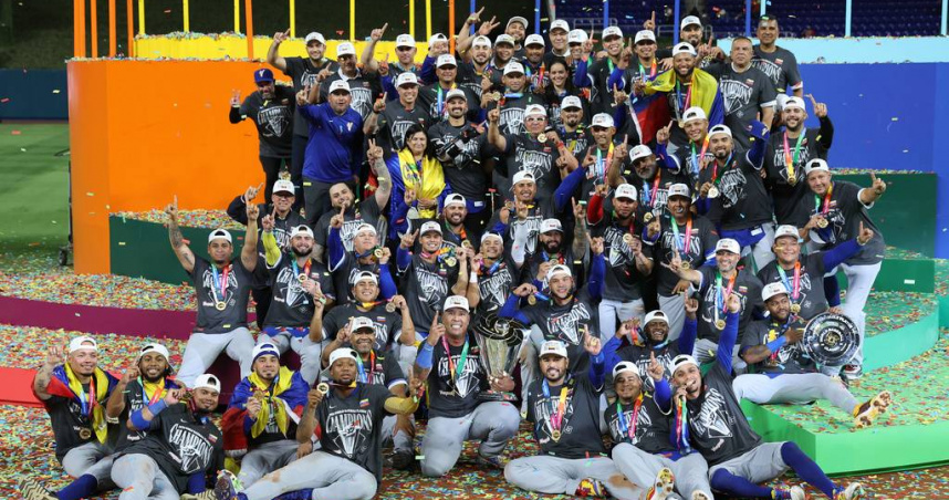 委內瑞拉以3：2力克美國隊，奪得隊史首座經典賽冠軍。（圖／達志／美聯社）