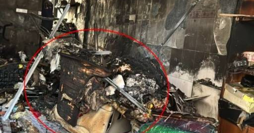 高雄透天厝火警電療床疑起火，父抱兒墜樓重傷送醫。（ 圖／翻攝畫面）