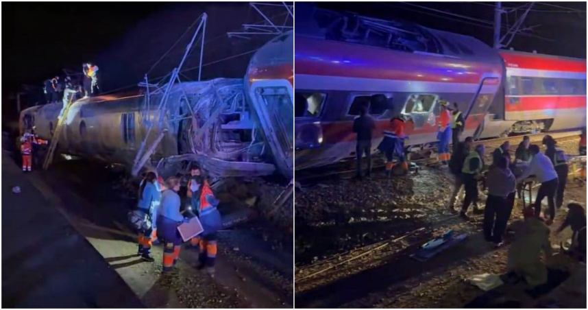 西班牙南部在當地時間18日傍晚發生2列高鐵列車相撞的事故，造成至少21人死亡。（合成圖／翻攝自X平台／@eleanorinthesky）