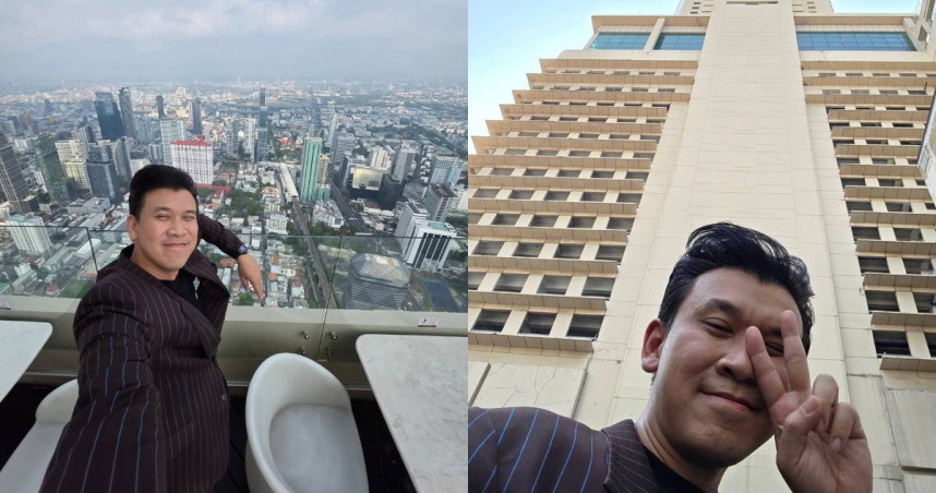 泰國曼谷最高樓的「彩虹雲霄飯店」（Baiyoke Sky Hotel）傳出疑似傾斜的消息，老闆兒子發文闢謠。（圖／FB／Beerbaiyok）