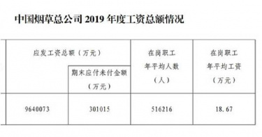 平均薪資77.5萬!中國菸草總公司員工薪資曝光 網嘆:根本不鏽鋼飯碗