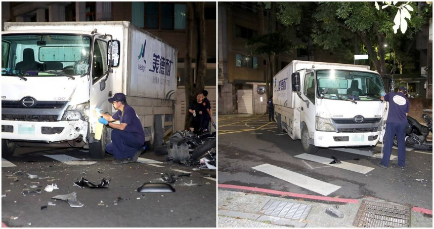 貨車左車頭被機車撞到凹陷，擋風玻璃也碎裂。（圖／報系資料照）