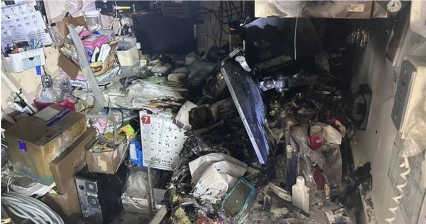 彰基總院地下一樓放射腫瘤科辦公室起火，院方及時撲滅火勢。（圖／翻攝畫面）