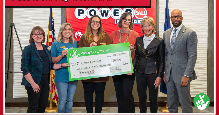 美國維吉尼亞州一名女子中獎後展現驚人善舉，宣布將獎金全數捐出。（圖／翻攝自X，Virginia Lottery）