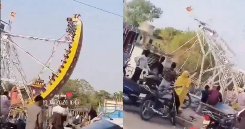 印度海盜船空中解體。（圖／翻攝X／@soyluisgabriel1）