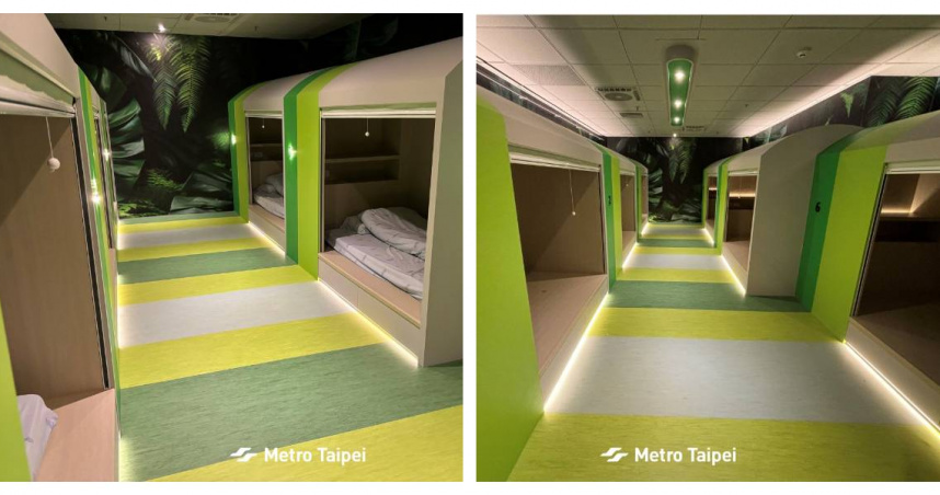 台北捷運首度公開北車地底值夜室，內部設有膠囊型休息艙與淋浴間，專供行控人員輪班休息使用。（圖／翻攝自臉書，台北捷運 Metro Taipei  ）