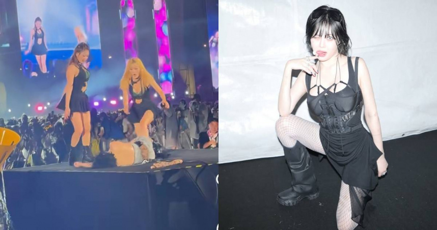 泫雅在舞台上昏倒被粉絲拍下。（圖／翻攝小紅書、IG／我的小貓呢、泫雅）