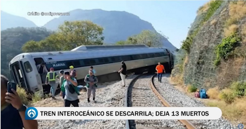 墨西哥西南部瓦哈卡州（Oaxaca）發生火車出軌事故，造成至少13人死亡、98人受傷。（圖／翻攝自YouTube／Grupo Fórmula）