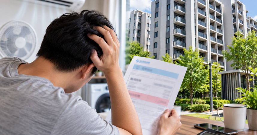 高雄社宅住戶曬出電費帳單，自家流動電費僅393.3元，公共設施電費卻達1155.8元，金額落差讓他相當意外。（示意圖／AI生成）