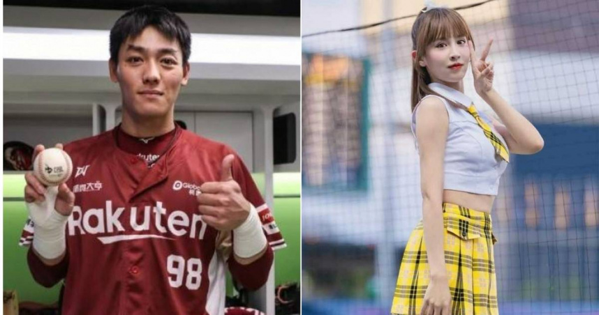 陳晨威與啦啦隊成員啾啾（Julia）公開戀情，一舉一動備受球迷關注。（圖／翻攝自「Rakuten Monkeys」臉書、啾啾IG）