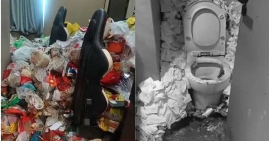 大陸吉林省長春市一間電競酒店有一名住了1年多的男顧客，退房後才發現他把房間弄成垃圾場。（圖／翻攝自微博／百姓關注）