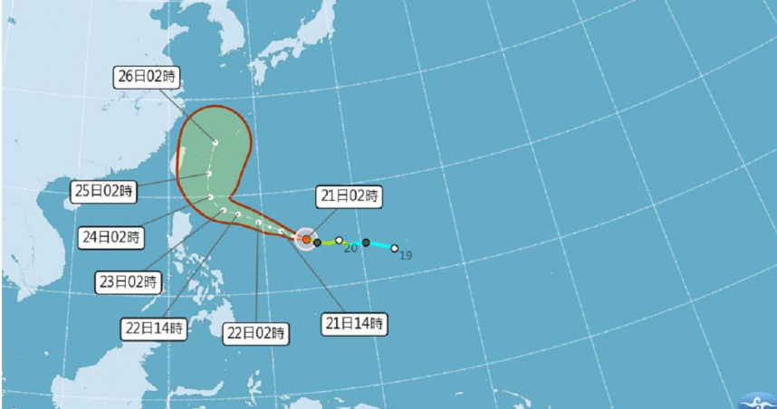 輕颱米克拉路徑大迴轉。（圖／中央氣象署提供）