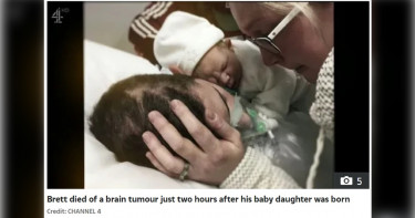 一名罹患腦癌的父親，在彌留之際，終於見到新生女兒才安然離世。（圖／翻攝自太陽報）