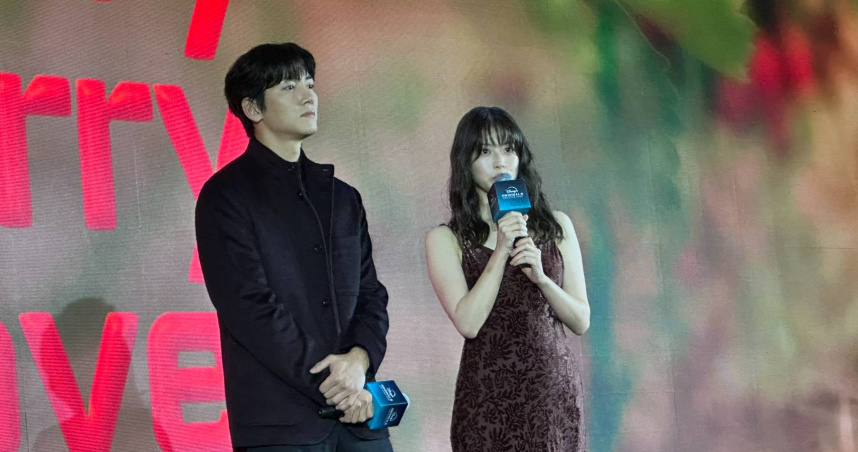 池昌旭（左）攜手日本女星今田美櫻主演含日浪漫劇《Merry Berry Love》。（圖／王奕棋攝）