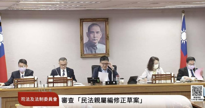 立法院司法及法制委員會審查《民法》親屬編修正草案，國民黨立委林倩綺主張朝婚姻破綻主義調整離婚制度。（圖/截自立法院直播）