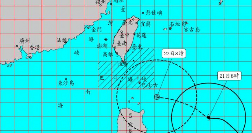中央氣象署今（21日）上午8時30分發布第18號颱風「樺加沙」海上颱風警報。（圖／翻攝自氣象署官網）