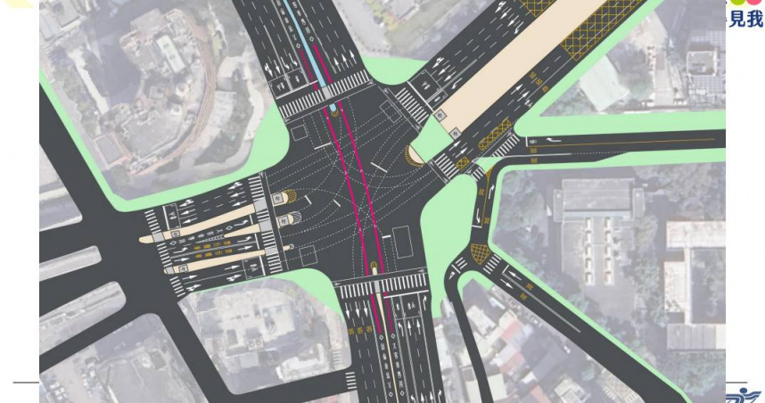 北市府表示，自9月29日上午6時起，羅斯福路與基隆路口將正式成為正交路口，請用路人依照一般正交路口動線行駛。（圖／截自北市府網站）