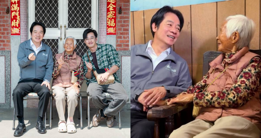 賴清德到雲林探訪冠廷的阿嬤。（圖／翻攝自賴清德Threads）