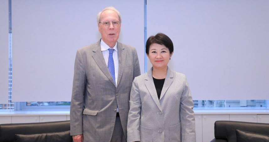 盧秀燕訪問AIT總部並會晤前主席薄瑞光，成為此次訪美行程討論焦點。（圖／台中市政府提供）