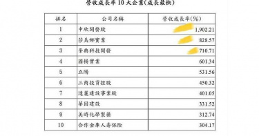 5000大企業營收 成長最快的是這十家