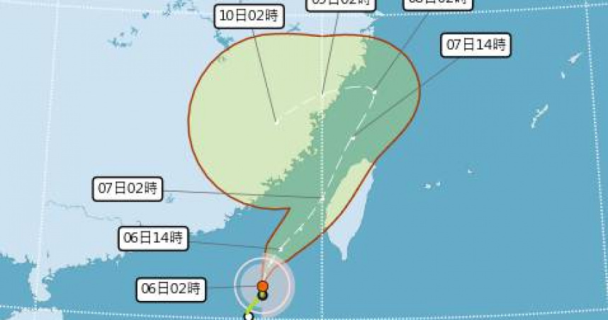 丹娜絲颱風路徑潛勢圖。（圖／氣象署）