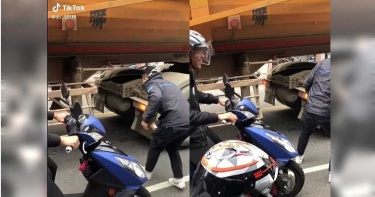 屁孩馬路挑戰鑽砂石車底 網友怒:想死不要拖別人下水