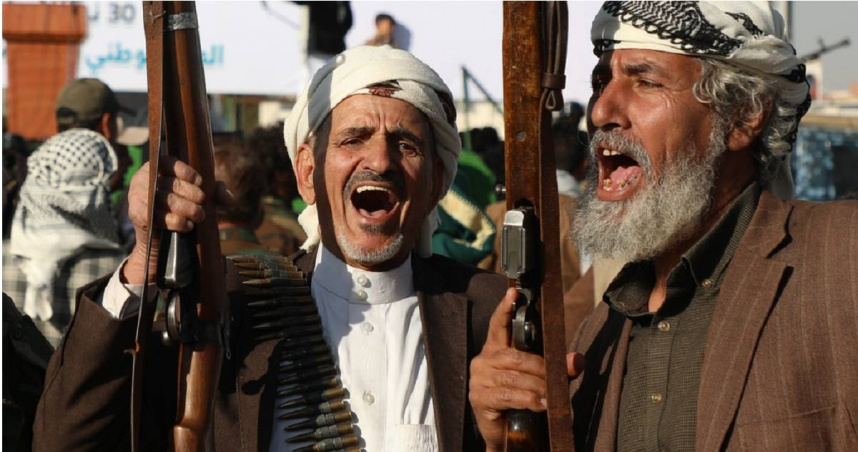 胡塞武裝的支持者。（圖／達志／美聯社）