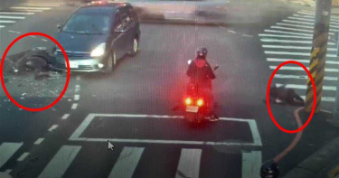 轎車疑未禮讓直行機車 騎士撞上彈飛四肢輕傷無礙