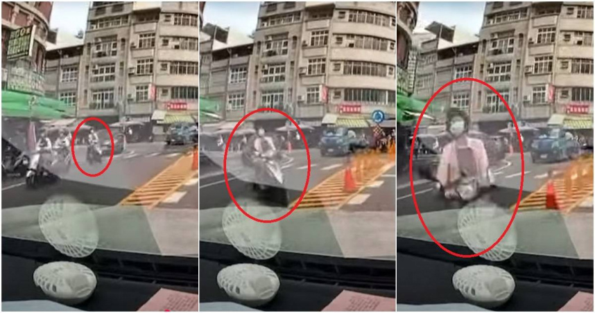 5月29日上午8時許，高雄市前鎮區瑞興市場外發生一起車禍。（圖／翻攝記者爆料網）