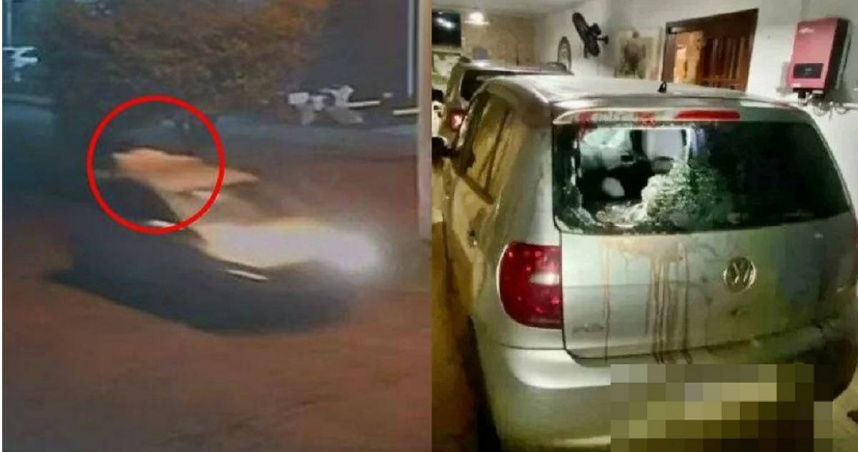 巴西一名男子開車返家後，發現車頂滿是血跡還有一具半裸女屍體，才知道自己撞死了人。（圖／翻攝自X）