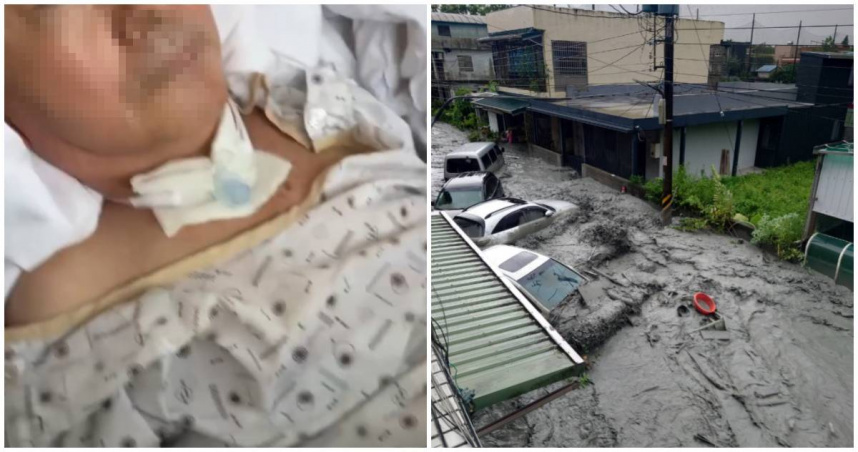 有民眾在網路上發聲求助，表示自己位於光復鄉大同村的老家2樓都已被大水淹沒，目前連同因為癱瘓氣切而行動不便的父親在內，一家5口人在屋頂等待救援。（圖／翻攝Threads／網友llin_yun授權）