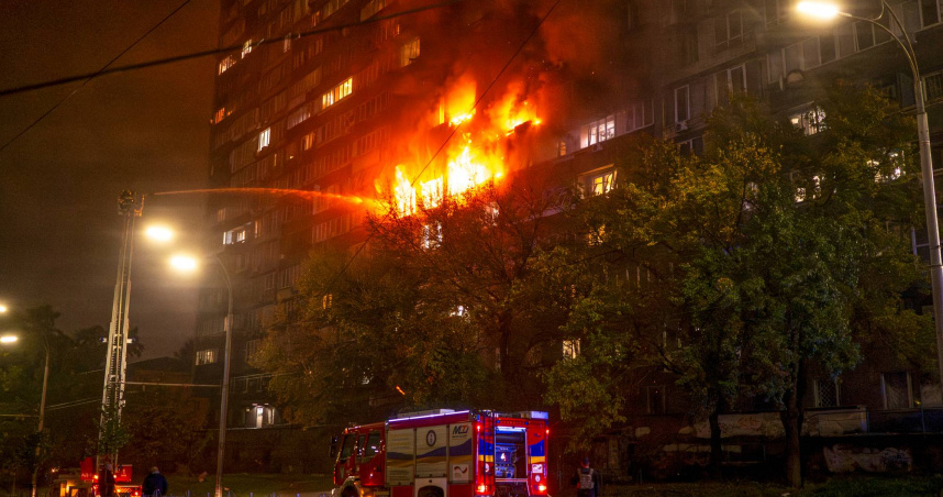 俄羅斯於10日空襲烏克蘭首都基輔。（圖／達志／美聯社）