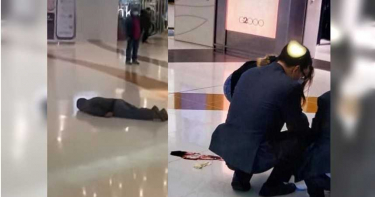 男子商場突倒地「抽搐吐血」!路人冷血圍觀:快拿口罩出來