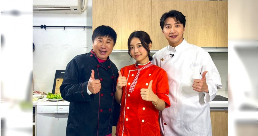 胡瓜（左起）與Judy、江宏傑切磋廚藝。（圖／下面一位提供）