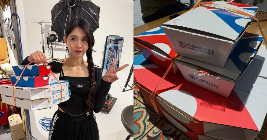 樂天女孩啦啦隊舞蹈總監陸筱晴遭陌生路人搶走披薩。（圖／翻攝陸筱晴經紀人Threads）