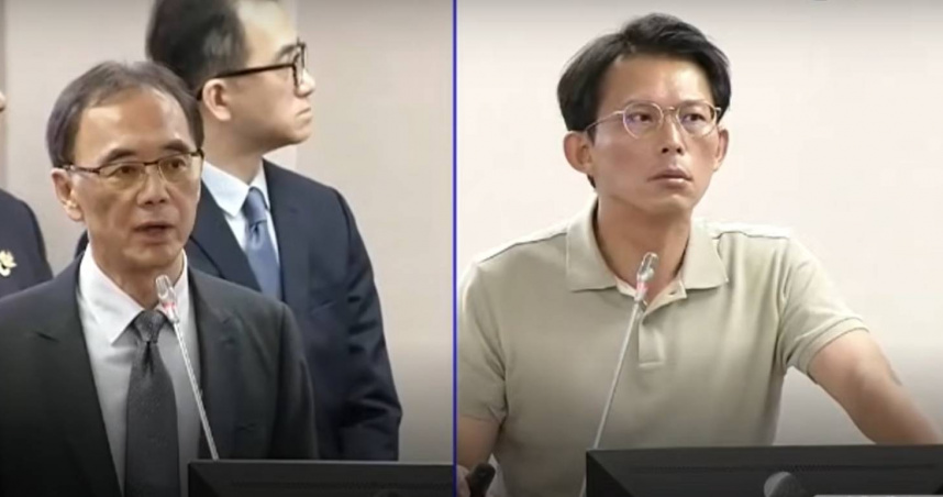 黃國昌今天向廉政署副署長林炤宏（圖左）檢舉新竹罷團領銜人林志潔涉嫌洩密，林承諾一個月內會進行瞭解，答覆黃國昌（圖／中天新聞）