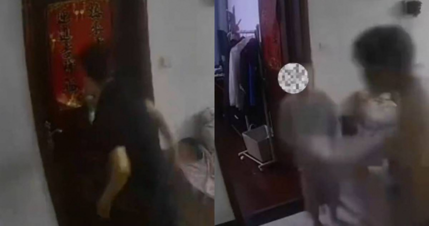 大陸一名女子遭丈夫施暴時，孩子還站在旁邊。（圖／翻攝自微博／風芒新聞）