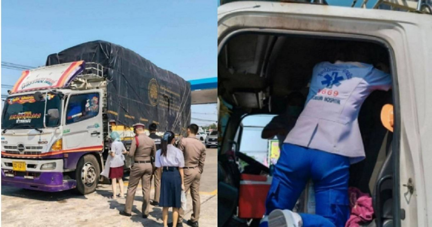 泰國一名51歲貨車司機疑似因排隊加油，等候10個小時，隔日被發現已暴斃在車內。（圖／翻攝自臉書／ตะลอน ทั่วกรุง）